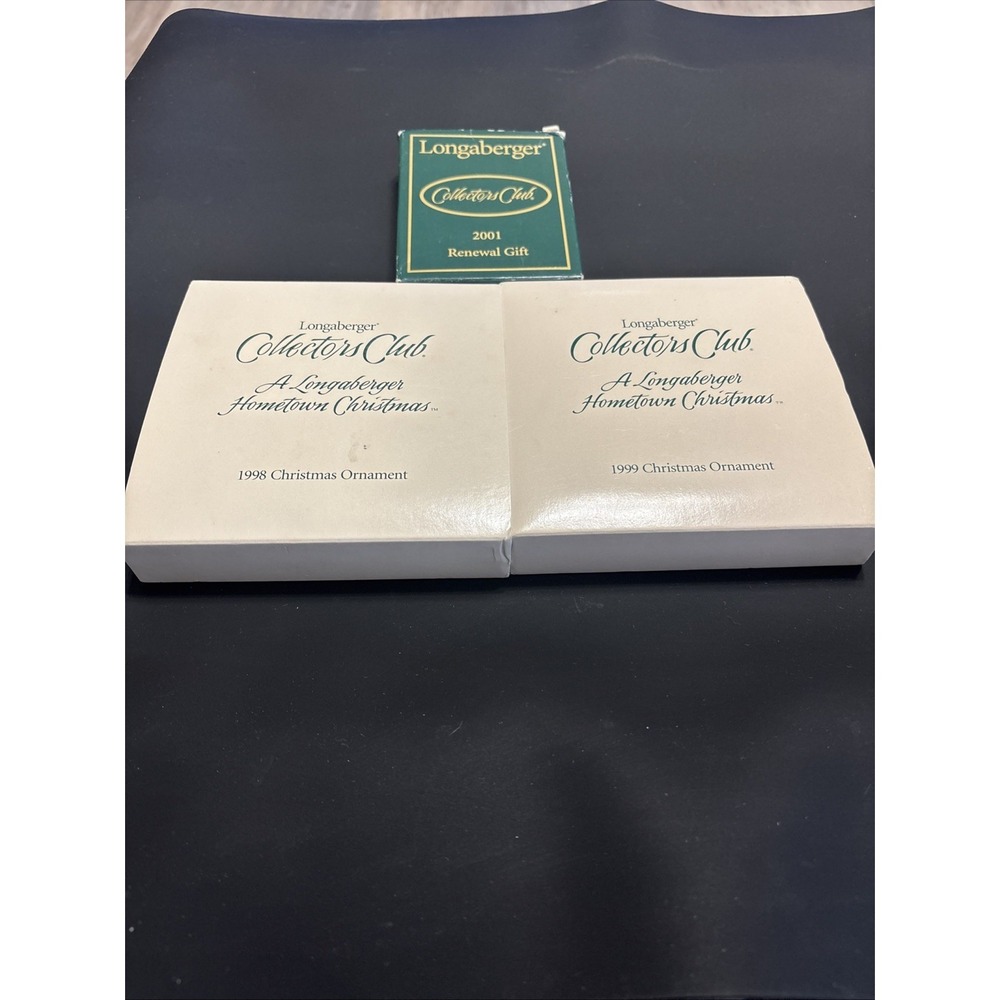 Longaberger Collectors Club 1998 1999 Ornament & 2001 Renewal Gift Lot 3